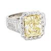 Image 1 : 5.02 ctw Center Fancy Yellow Diamond Ring - Platinum