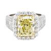 Image 2 : 5.02 ctw Center Fancy Yellow Diamond Ring - Platinum