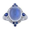 Image 1 : 7.08 ctw Moon Stone, Blue Sapphire, and Diamond Ring - 14KT White Gold