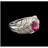 Image 1 : 1.34 ctw Pink Tourmaline and Diamond Ring - 10KT White Gold