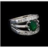 Image 1 : 1.25 ctw Emerald and Diamond Ring - 14KT White Gold