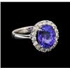 Image 1 : 14KT White Gold 4.52 ctw Tanzanite and Diamond Ring