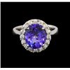 Image 2 : 14KT White Gold 4.52 ctw Tanzanite and Diamond Ring