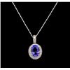 Image 1 : 14KT White Gold 3.29 ctw Tanzanite and Diamond Pendant With Chain