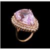 Image 4 : 38.24 ctw Kunzite and Diamond Ring - 14KT Rose Gold