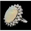 12.57 ctw Opal and Diamond Ring - 14KT White Gold