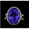 Image 2 : 17.09 ctw Tanzanite and Diamond Ring - 14KT White Gold