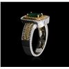 Image 3 : 14KT Two-Tone Gold 0.84 ctw Emerald and Diamond Ring