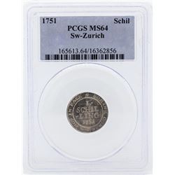 1751 Sw-Zurich Schilling Coin PCGS MS64