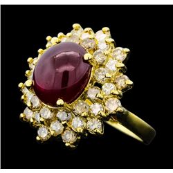 6.43 ctw Ruby And Diamond Ring - 14KT Yellow Gold