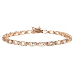 11.71 ctw Morganite and Diamond Bracelet - 14KT Rose Gold