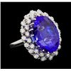 Image 1 : GIA Cert 24.23 ctw Tanzanite and Diamond Ring - 14KT White Gold