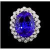 Image 2 : GIA Cert 24.23 ctw Tanzanite and Diamond Ring - 14KT White Gold