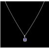 Image 2 : 1.58 ctw Tanzanite and Diamond Pendant With Chain - 14KT White Gold