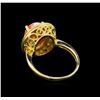 Image 3 : 14KT Yellow Gold 3.16 ctw Coral and Diamond Ring