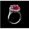 Image 4 : GIA Cert 9.76 ctw Ruby and Diamond Ring - 14KT White Gold