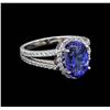 Image 1 : 4.31 ctw Tanzanite and Diamond Ring - 14KT White Gold