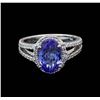 Image 2 : 4.31 ctw Tanzanite and Diamond Ring - 14KT White Gold