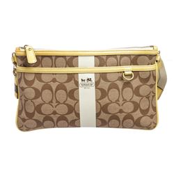 Coach Beige Yellow Coated Canvas Monogram Shoulder Bag