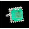 Image 1 : GIA Cert 21.72 ctw Emerald and Diamond Ring - 14KT White Gold