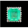 Image 2 : GIA Cert 21.72 ctw Emerald and Diamond Ring - 14KT White Gold