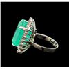 Image 3 : GIA Cert 21.72 ctw Emerald and Diamond Ring - 14KT White Gold