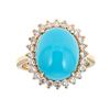 Image 1 : 5.18 ctw Turquoise and Diamond Ring - 14KT Yellow Gold