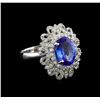 Image 1 : 4.13 ctw Tanzanite and Diamond Ring - 14KT White Gold