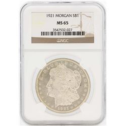 1921 $1 Morgan Silver Dollar Coin NGC MS65