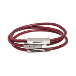 Saks Fifth Avenue Red Leather Set of Three Bracelets