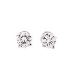 1.12 ctw Diamond Stud Earrings - 14KT White Gold