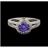 Image 2 : 1.37 ctw Tanzanite and Diamond Ring - 14KT White Gold