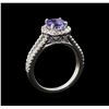 Image 4 : 1.37 ctw Tanzanite and Diamond Ring - 14KT White Gold