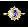 Image 2 : 0.35 ctw Tanzanite and Diamond Ring - 14KT Yellow Gold