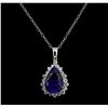 Image 1 : GIA Cert 16.66 ctw Tanzanite and Diamond Pendant With Chain - 14KT White Gold