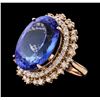 Image 1 : 22.99 ctw Tanzanite and Diamond Ring - 14KT Rose Gold