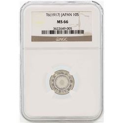 T6(1917) Japan 10 Sen Silver Coin NGC MS66