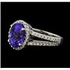 Image 1 : 3.63 ctw Tanzanite and Diamond Ring - 14KT White Gold