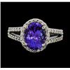 Image 2 : 3.63 ctw Tanzanite and Diamond Ring - 14KT White Gold