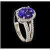 Image 4 : 3.63 ctw Tanzanite and Diamond Ring - 14KT White Gold