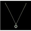 Image 1 : 3.77 ctw Emerald and Diamond Pendant With Chain - 14KT Yellow Gold