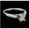 Image 1 : 14KT White Gold 0.54 ctw Princess Cut Diamond Solitaire Ring