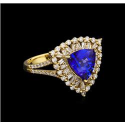 14KT Yellow Gold 2.86 ctw Tanzanite and Diamond Ring