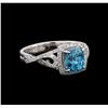 Image 1 : 2.31 ctw Blue Zircon and Diamond Ring - 14KT White Gold