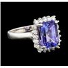 Image 1 : 4.82 ctw Tanzanite and Diamond Ring - 14KT White Gold