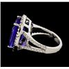 Image 3 : 10.86 ctw Tanzanite and Diamond Ring - 14KT White Gold