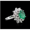 Image 1 : 14KT White Gold 2.77 ctw Emerald and Diamond Ring