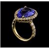 Image 4 : 9.00 ctw Tanzanite and Diamond Ring - 14KT Yellow Gold