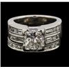 Image 2 : 2.42 ctw Diamond Ring & Wedding Band - Platinum