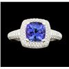 Image 2 : 2.26 ctw Tanzanite and Diamond Ring - 18KT White Gold